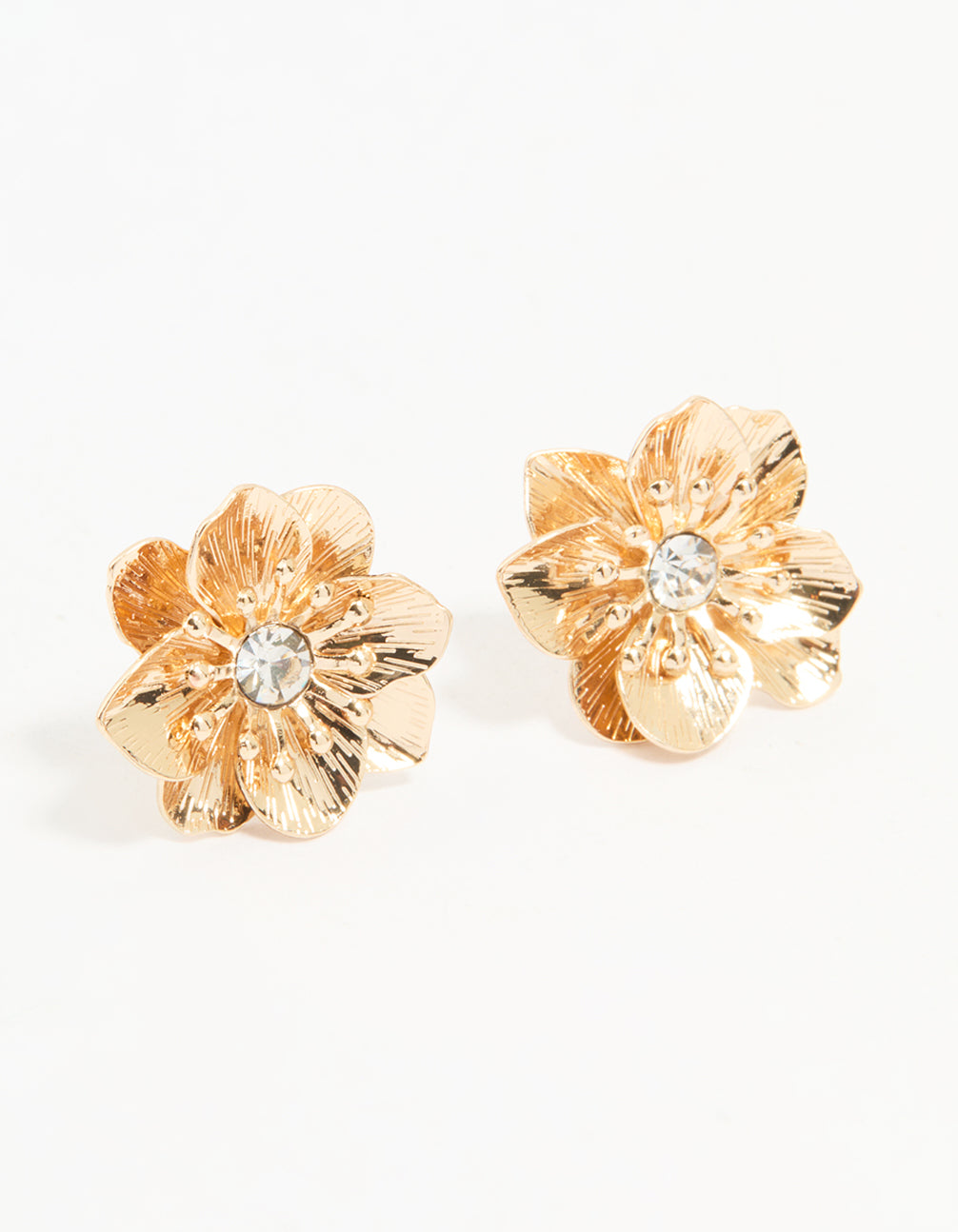 Gold Flower Stud Earrings