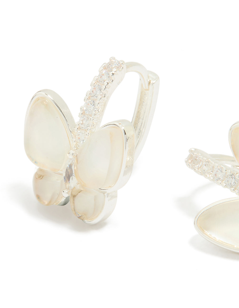 Silver Plated Cubic Zirconia Butterfly Earrings