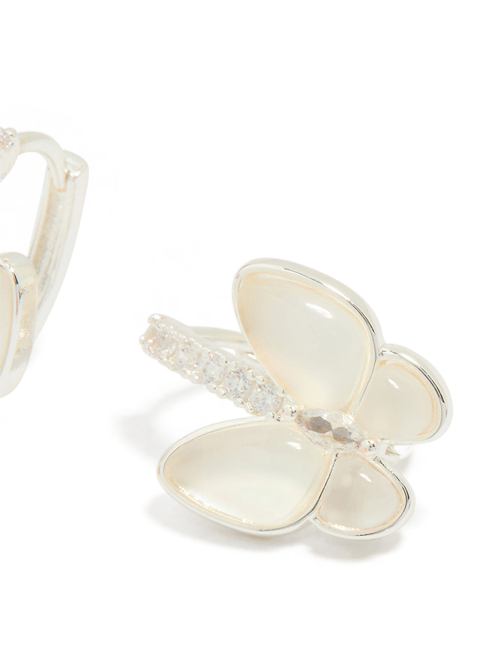 Silver Plated Cubic Zirconia Butterfly Earrings
