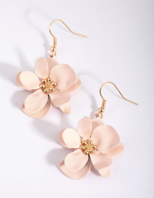 Gold Blush Petal Drop Earrings
