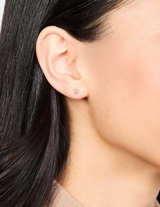 Gold Plated Surgical Steel Cubic Zirconia Marquise Flat Back Pair